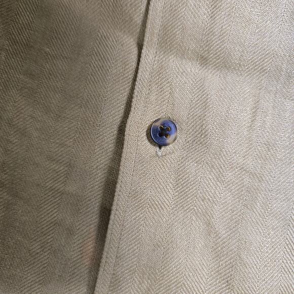 Lauren Ralph Lauren 100% Linen Brown Long Sleeve Button Down, Large - Picture 9 of 10